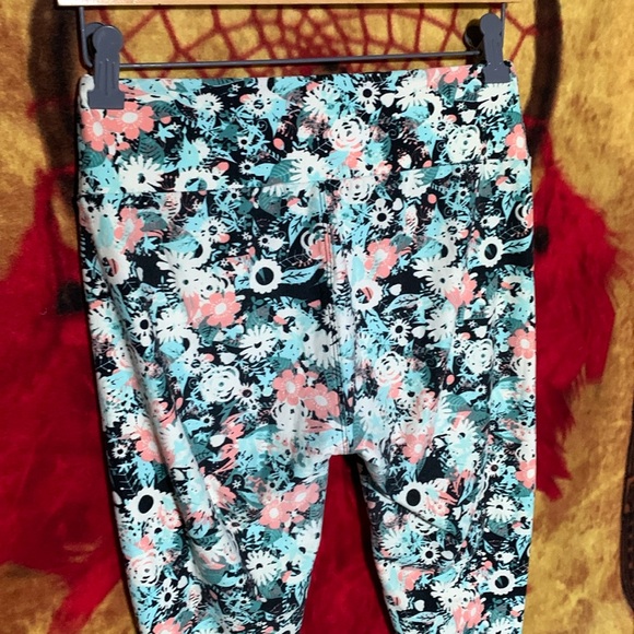 LULAROE-light multicolor floral poly blend high waist stretch legging/yoga pants - Picture 8 of 9